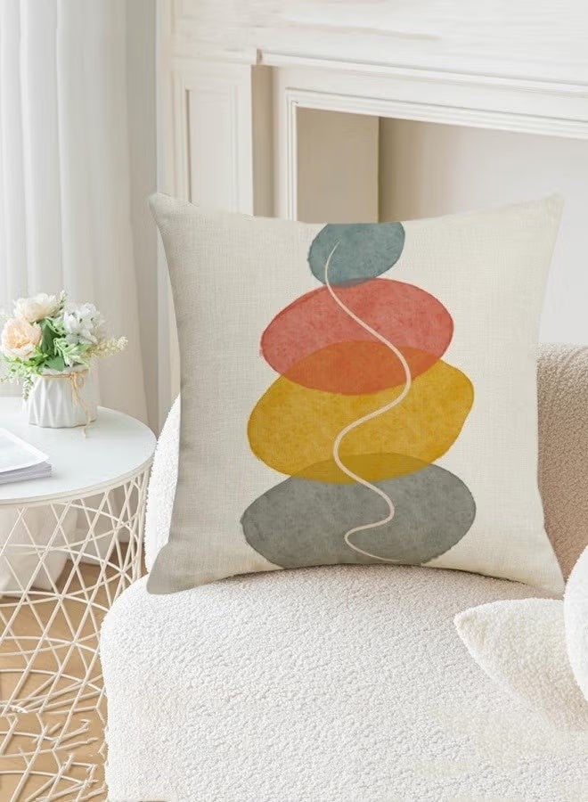 مجموعة من 4 أغطية وسائد عصرية بنمط بوهيمي - 45×45 سم، مصنوعة من مزيج الكتان بتصميم هندسي تجريدي، أغطية وسائد مزخرفة لإطلالة أنيقة ومريحة. - Image 5